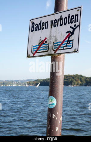 Plage à bord d'Essen, ancien Baldeneysee lido, 65000 m² zone de loisirs avec une plage de sable, rivière Ruhr, Essen, Allemagne, Banque D'Images