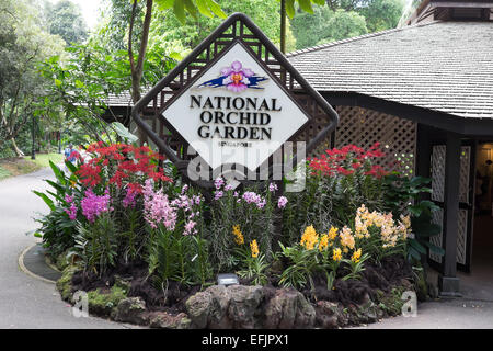 Les Jardins botaniques de Singapour. Orchid Garden National entrée. Banque D'Images