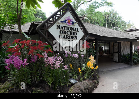 Les Jardins botaniques de Singapour. Orchid Garden National entrée. Banque D'Images