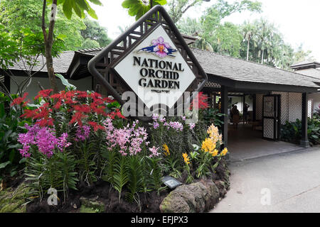 Les Jardins botaniques de Singapour. Orchid Garden National entrée. Banque D'Images