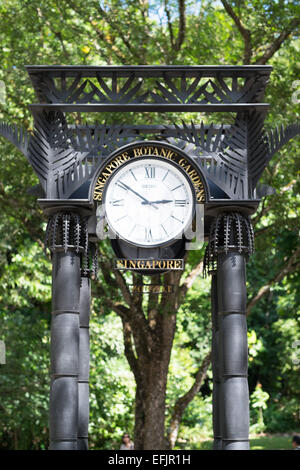 Les Jardins botaniques de Singapour. Horloge géante. Banque D'Images