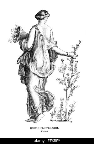 La gravure de l'époque victorienne d'une fresque d'un roman de fille de fleur. Image restaurée numériquement à partir d'un milieu du xixe siècle l'encyclopédie. Banque D'Images