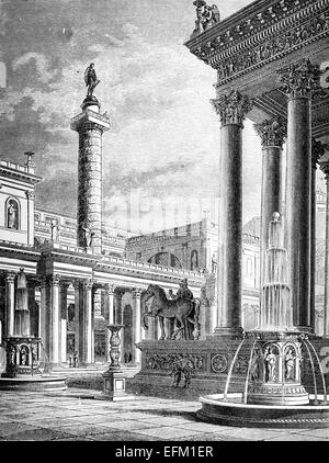 La gravure de l'époque victorienne du Forum Romain, Italie Banque D'Images