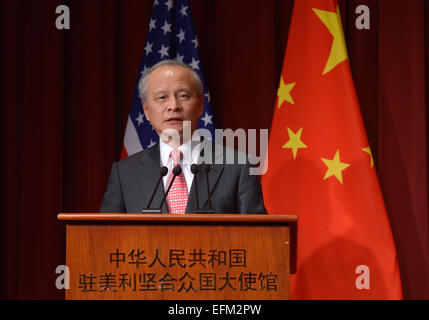 Washington, DC, DC, Etats-Unis. Feb 6, 2015. Cui Tiankai, ambassadeur de Chine aux États-Unis, parle au cours d'une réception pour accueillir le Nouvel An lunaire chinois à venir à l'ambassade de Chine aux États-Unis, à Washington, DC, le 6 février 2015. © Yin Bogu/Xinhua/Alamy Live News Banque D'Images