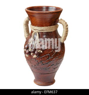 Brun argile traditionnel vase isolé sur fond blanc Banque D'Images