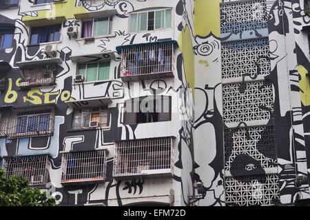 Huangjueping Rue Graffiti à Chongqing, Chine Banque D'Images