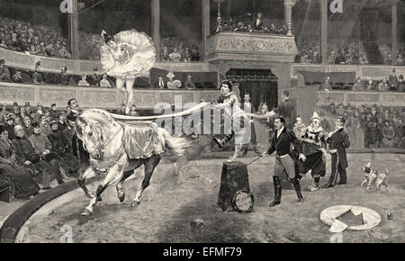 Une performance de cirque, vers 1900, par Walter, Banque D'Images