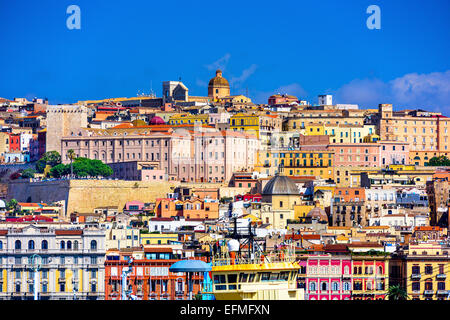 Cagliari, Sardaigne, Italie les toits de la vieille ville. Banque D'Images