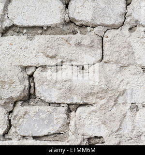 Vieux mur en brique blanche grungy fragment Banque D'Images