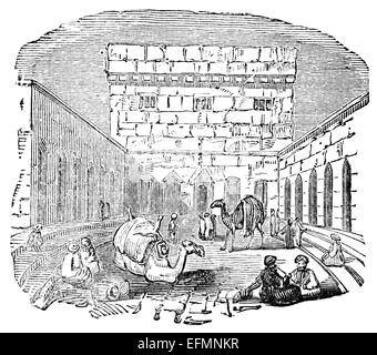 La gravure de l'époque victorienne d'une caravane perse au repos Banque D'Images