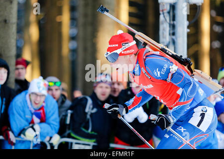 Prix : à Nove Mesto, en République tchèque. 7 Février, 2015. Ondrej Moravec fait concurrence à la Coupe du monde de Biathlon Hommes Sprint. Crédit : Petr Toman/Alamy Live News Banque D'Images