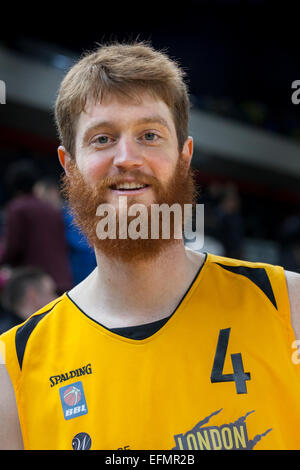 Londres, Royaume-Uni. Feb 6, 2015. Ian Salter, Centre au cours de la London Lions contre Leeds vigueur BBL Championship match à l'Arena de cuivre dans le parc olympique. Banque D'Images