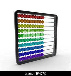 Abacus avec un cadre noir et perles de couleur arc-en-ciel sur un fond blanc Banque D'Images