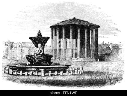 Gravure du xixe siècle du Temple de Vesta, Rome, Italie Banque D'Images