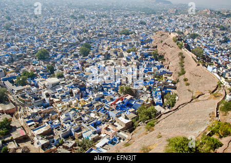 Vu de la ville bleue de Jodhpur Mehrangarh Fort, Rajasthan, Inde Banque D'Images