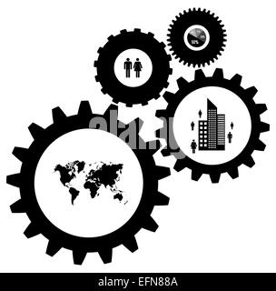 Modèle de conception infographique avec engrenages et pignons Banque D'Images