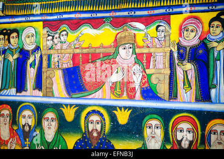 La Reine, la peinture. Vieille Cathédrale de St Mary de Sion, Axum, région du Tigré, en Ethiopie Banque D'Images