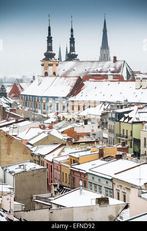 Vue aérienne de la ville Olomouc en hiver, au nord de la Moravie, République Tchèque, Europe Banque D'Images
