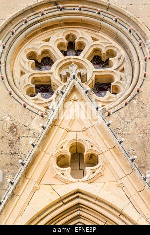 Détail architectural de Lourdes Église, Gozo, Malte, un monument de style néo-gothique construite en 1888 sur le village côtier de Mgarr sur l Banque D'Images