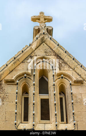 Détail architectural de Lourdes Église, Gozo, Malte, un monument de style néo-gothique construite en 1888 sur le village côtier de Mgarr sur l Banque D'Images