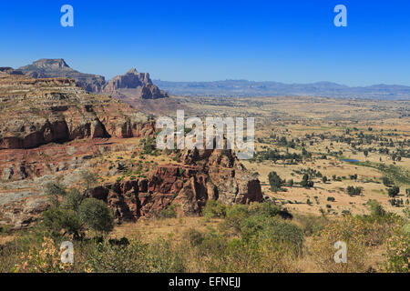 Montagnes, Gheralta, Aptitude DEGUM village région du Tigré, en Ethiopie Banque D'Images