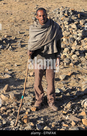 Homme de la région, vue de highlands près de Dilbe, région d'Amhara, en Éthiopie Banque D'Images