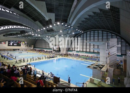 Piscine International Tatsumi, Tokyo, Japon. Feb 8, 2015. Vue générale, le 8 février 2015 - Plongée : Tournoi International de Plongée, sélection du tremplin 3m Hommes à Tatsumi Piscine International, Tokyo, Japon. Credit : Yusuke Nakanishi/AFLO SPORT/Alamy Live News Banque D'Images