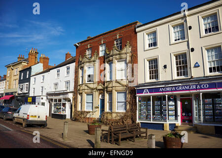 High Street Market Harborough Leicestershire UK Banque D'Images