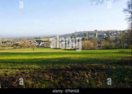 L'église St Mary et le village de Somerset, Angleterre, Wedmore Banque D'Images