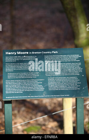 Henry Moore informations inscription au Yorkshire sculpture park, Bretton Hall, West Yorkshire Banque D'Images