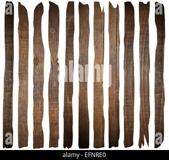 Les planches de bois antique brun isolé sur fond blanc Banque D'Images