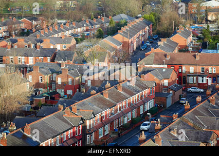 Terrasse retour à l'arrière du logement en toits Levenshulme Manchester UK Banque D'Images