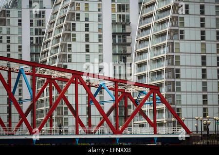 Pont de Detroit, Salford Quays (pont tournant maintenant fixé) précédemment sur le Manchester Ship Canal près du Trafford Road Bridg Banque D'Images