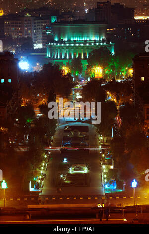 Nuit paysage urbain, Yerevan, Arménie Banque D'Images