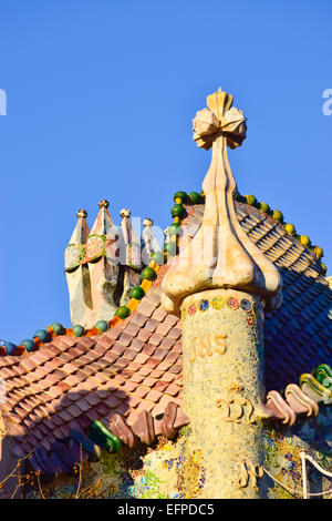 Maison Batllo par Antoni Gaudi architecte. Barcelone, Catalogne, Espagne. Banque D'Images