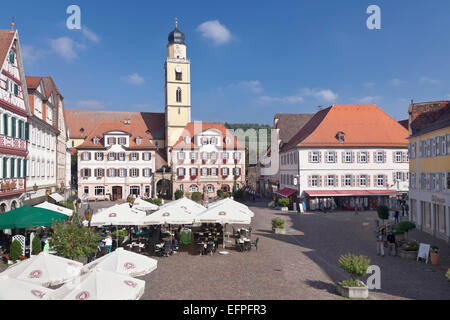 Place du marché, Bad Mergentheim, Vallée Taubertal, Romantische Strasse, Baden Wurtemberg, Allemagne Banque D'Images