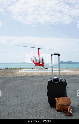 Assurance en face de la préparation de l'hélicoptère à partir de Long Island, Whitsunday Islands, Queensland, Australie Banque D'Images