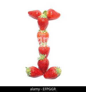 La santé de fraise- alphabet lettre 'I' avec isolation blanc Banque D'Images