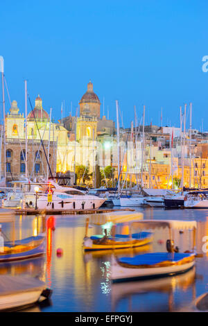 Grand Harbour Marina, Vittoriosa (Birgu), les trois villes, Malte, Méditerranée, Europe Banque D'Images