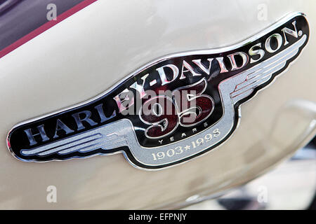 Vue ici est une Harley Davidson réservoir d'essence, une célèbre marque américaine et de l'icône. Banque D'Images