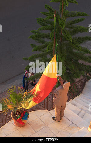 L'augmentation de la région d'Amhara, drapeau Gonder, région d'Amhara, en Éthiopie Banque D'Images