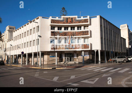 Bureau du Gouvernement avec l'histoire de l'état de la ville autonome de Melilla murale territoire espagnol en Afrique du Nord, Espagne Banque D'Images