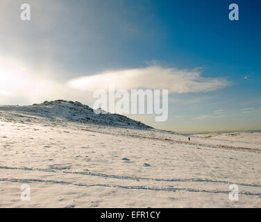 Walker Hill près de Brown Willy dans la neige sur Bodmin Moor, North Cornwall. Banque D'Images