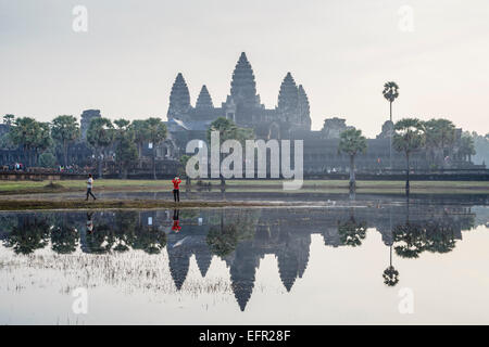 Temple d'Angkor Wat, Angkor, au Cambodge. Banque D'Images