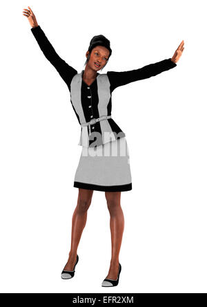 Numérique 3D render of a happy black business woman isolé sur fond blanc Banque D'Images