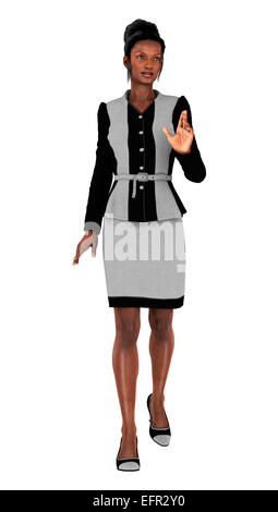 Numérique 3D render of a beautiful black business woman isolé sur fond blanc Banque D'Images