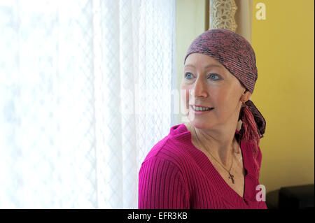 Nicolle Amiri durant la chimiothérapie traitement pour la leucémie. Banque D'Images