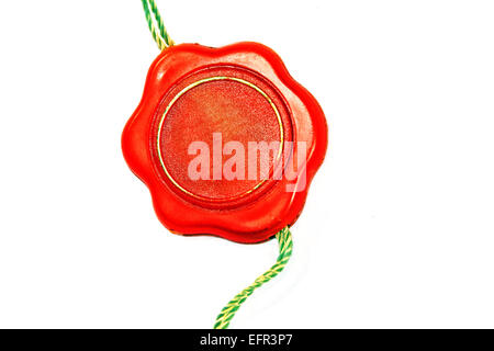 Sceau de cire rouge isolated on white Banque D'Images