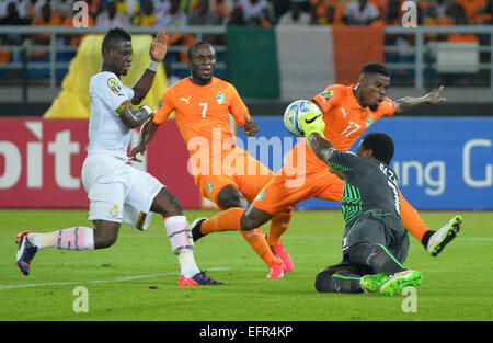 Bata, en Guinée équatoriale. Le 08 février, 2015. Finale de la coupe d'Afrique des nations. Seydou Doumbia (CIV) l'équipe de Côte d'Ivoire a remporté la finale contre le Ghana avec un 9-8 spectaculaire victoire de tirs. Credit : Action Plus Sport/Alamy Live News Banque D'Images