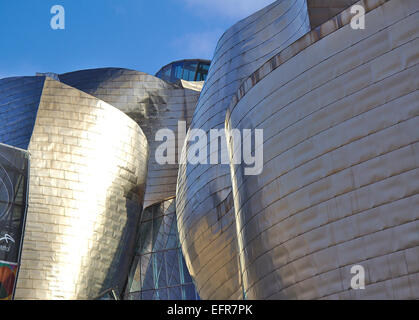 BILBAO, ESPAGNE - Février 9, 2015 : vue détaillée du musée Guggenheim de Bilbao, en Biscaye, Pays Basque, Espagne Banque D'Images